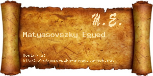 Matyasovszky Egyed névjegykártya